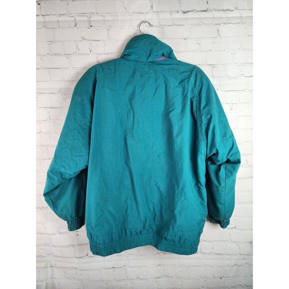 VTG 80s Retro London Towne Teal Pink Windbreaker Ski Jacket Lining Women's Sz S - Picture 6 of 6